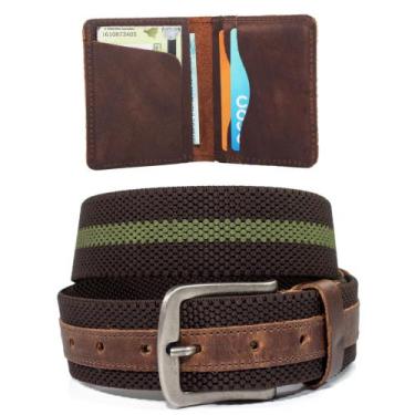 Imagem de Kit Cinto Masculino Couro com Elástico Casual e Carteira em Couro - Us