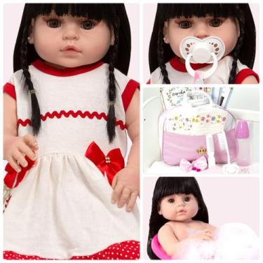Imagem de Bebe Reborn Menina Morena Corpo de Vinil Siliconado 20 Itens - Cegonha