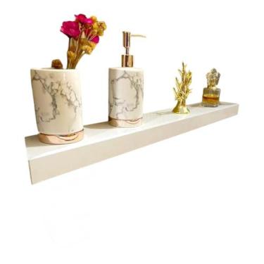 Imagem de Prateleira Rack Porcelanato Banheiro Box 73x11x06 Cm - iPhone, Branco