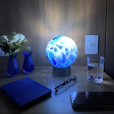 Imagem de Luminária Pequena Multicor Azul e Água-marinha Murano Cristais Cadoro