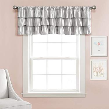 Imagem de Lush Decor Cortina simples estilo vintage chique Belle Valance, 45,7 cm x 213,3 cm, cinza