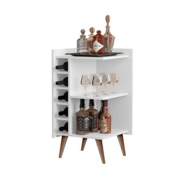 Imagem de Aparador Com Adega Canto Pés Palito Milão Cor Branco - Comprar Móveis 