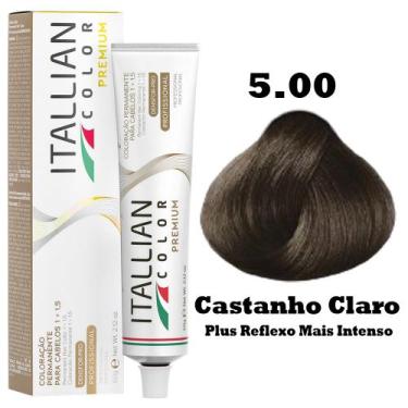 Imagem de Coloração Itallian Premium 60g Castanho Claro PluS 5.00 -Reflexo Mais 