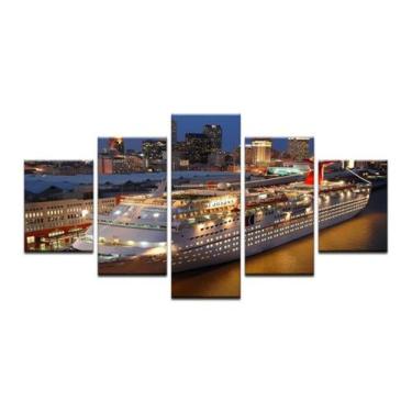 Imagem de Quadros Decorativos Navio Cruzeiro Mosaico 5 Peças - NEYRAD