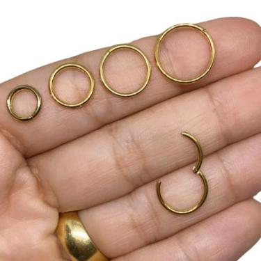 Imagem de Piercing Argola Articulada Lisa Titânio Dourado Tamanhos 6mm 8mm 10mm 