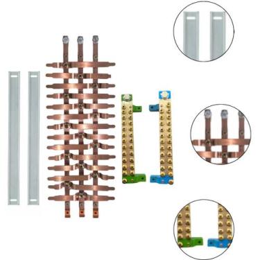 Imagem de Kit Barramento Trifásico 100A 12/P - BEKP PAINEIS 