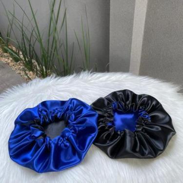Imagem de Touca de Cetim Dupla Face Ajustável - Blond Black, Azul bic, Preto, G