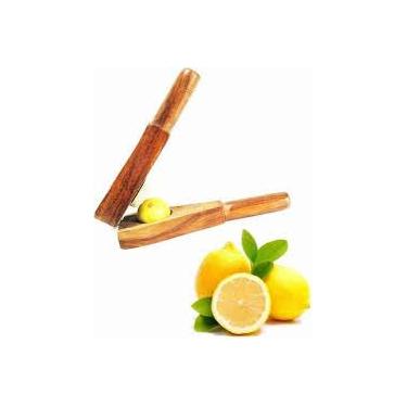 Imagem de Espremedor de limão de madeira, cor marrom, Desi Lemon Nichod, espremedor de limão, espremedor manual, extrator de suco cítrico de frutas e laranja (pacote com 1)