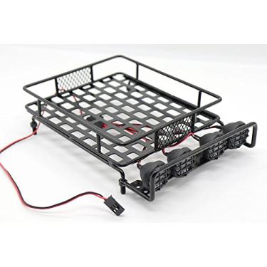 Imagem de (Preto) - RC 1:10 Rack de bagagem de teto LED Barra Leve Wrangler Tamiya CC01 SCX10 Axial 515 (Preto)