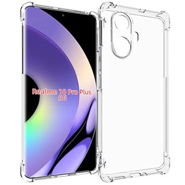 Imagem de USTIYA Capa para Realme 10 Pro Plus Pro+ 5G Capa protetora transparente de TPU com quatro cantos