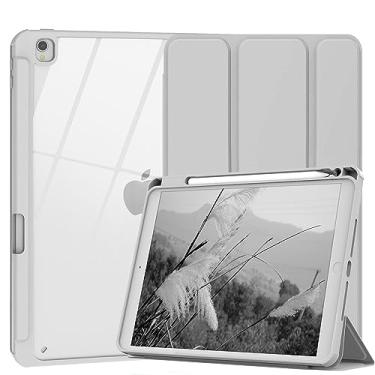 Imagem de Xkladz Capa compatível com iPad Air 3ª geração, iPad Pro de 10,5 polegadas 2017 com suporte para lápis, capa traseira transparente para Air 3ª geração de 10,5 polegadas 2019, hibernar/despertar