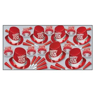 Imagem de Beistle Véspera de Ano Novo para 50 Pessoas Suprimentos de Festa - Chapéus, Tiaras, Chifres, Tamanho Único, Vermelho/Prata/Branco