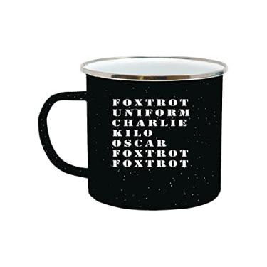 Imagem de Rogue River Tactical Foxtrot OFF Camp Caneca esmaltada para acampamento xícara de café presente para veterano militar ou serviço ativo