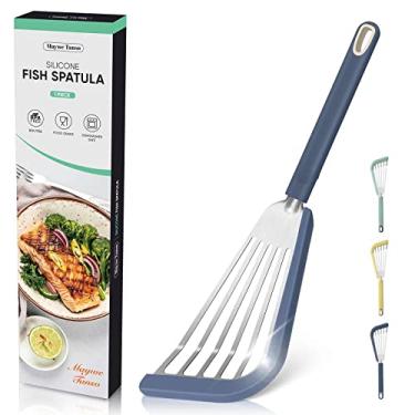 Imagem de Espátula de peixe antiaderente, espátulas finas Maywe Tanso espátulas de peixe de silicone para panelas antiaderentes, utensílios de cozinha altamente resistentes ao calor, sem BPA, ideal para peixes