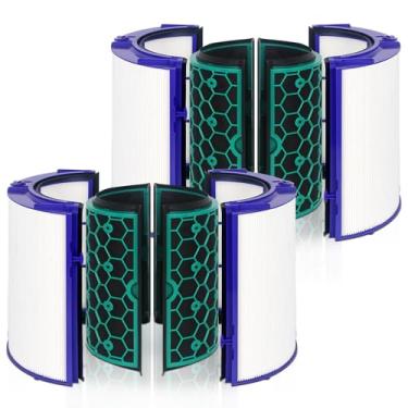 Imagem de 2 conjuntos de filtros Hepa de substituição TP04 para purificador de ar HP04 TP04 DP04, filtro HEPA de vidro combinado de 360° e filtro de carvão ativado