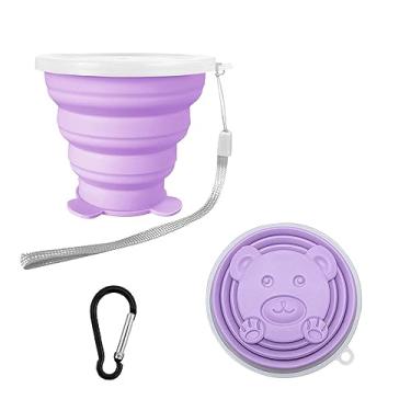 Imagem de Copo dobrável de silicone pequeno - copo dobrável expansível - caneca portátil reutilizável para viagens, acampamento, caminhada, sobrevivência, piquenique, praia, férias de férias, esportes ao ar