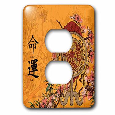 Imagem de 3dRose lsp_152976_6 Uma cena oriental vermelha e marrom com escrita oriental significado Destiny and Luck 2 tomada tomada capa