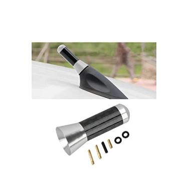 Imagem de Antena curta para carro, antena universal de 3,5 cm, mini antena de carro de fibra de carbono com rosca de liga de alumínio, acessórios de substituição automática para recepção de rádio FM AM (prata)