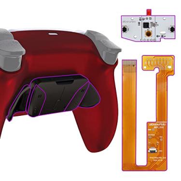 Imagem de eXtremeRate Kit de remapeamento RISE4 com botões de metal real programáveis vermelho escarlate (RMB) para controle PS5 BDM-030, placa de atualização e capa traseira redesenhada e 4 botões traseiros para controle de PS5