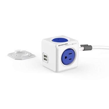 Imagem de Allocacoc , Powercube |Extendedusb|, 4 Tomadas, 2 Portas Usb, Cabo De 5 Pés, Doca De Montagem, Proteção Contra Surtos, Soquetes À Prova De Crianças, Certificado Etl () Azul