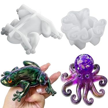 Imagem de Voaesdk 2 moldes de silicone animal 3D, moldes de resina de sapo fofo e molde epóxi de silicone de polvo para fundição de resina, artesanato DIY, armários de escritório em casa, decoração de parede e