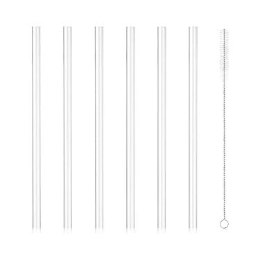 Imagem de Conjunto de canudos para garrafa Yeti Rambler, incluindo 6 canudos de substituição e 1 escova de limpeza, canudos de substituição reutilizáveis de 21,3 cm de comprimento