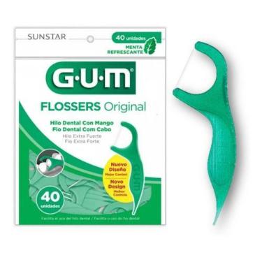 Imagem de Fio Dental C/ Cabo Verde Flossers Original Gum C/40