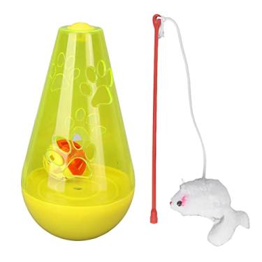 Imagem de Brinquedos para animais de estimação Cat Roly Poly, conjunto interativo de brinquedos de bola para gatos, brinquedo interativo para lanche com bola de sino embutida para gatos com (Yellow)