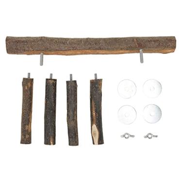 Imagem de Poleiro de escada de pássaro, escada de madeira de 4 degraus, poleiro de suporte de escada de pássaro, gaiola de brinquedo para mastigar papagaio pendurado gaiola de animal de (OKJHFDFt0X0h-12)