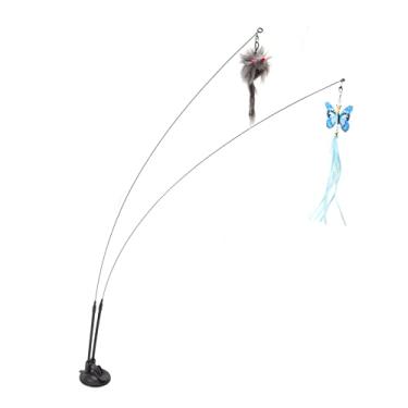 Imagem de Brinquedos Interativos para Gatos Com Varinha de Gato, Brinquedos de Penas de Gato para Gatos Interativos, Brinquedo de Varinha de Penas de Gato de Sucção, Fio de Aço (Scalewing