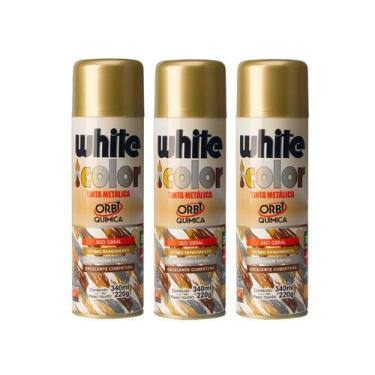 Imagem de Kit 3 tinta spray dourado white color 340ml uso geral - ORBI