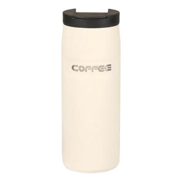 Imagem de Xícara de café isolada a vácuo de aço inoxidável 304 de 550 ml – boca larga, design à prova de vazamento para bebidas quentes e frias, ideal para casa, escritório e viagens (creme)