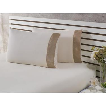 Imagem de 2 Fronhas King 60cmx80cm 100% Algodão 200 Fios Palha Barrado Jacquard 