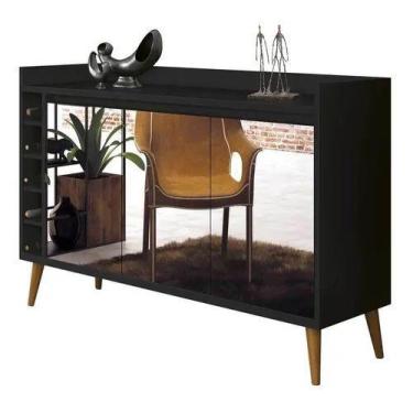 Imagem de Buffet para sala de jantar estilo wine 3 portas com espelho preto - Vi