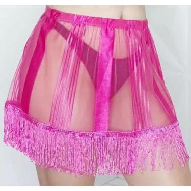 Imagem de Saia tapa bumbum saída de praia assimétrica com franja - Tropicana Mod