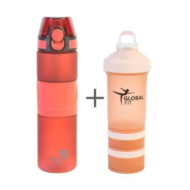 Imagem de Garrafa de Tritan 750ml + Coqueteleira Shaker 600ml - Global Fit, Verm
