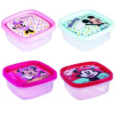 Imagem de Pote Quadrado para Armazenar Alimento 580 ml Disney Mickey Minnie Plas