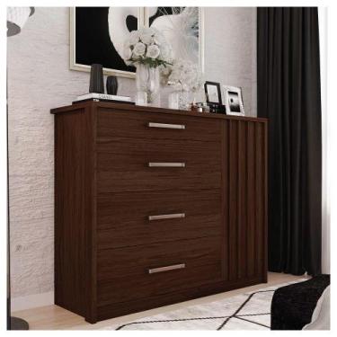 Imagem de Cômoda Sapateira 1 Porta 4 Gavetas Marrom Palacius Caemmun, Havana
