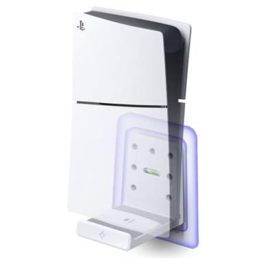 Imagem de Suporte de parede Spigen para PlayStation 5 Pro e console Slim, instalação e montagem fáceis e seguras, suporte PS5 Pro/Slim e acessórios, compatível com unidade de disco - branco (não compatível com PS5 original)