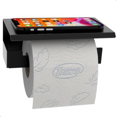 Imagem de Porta Papel Higienico Com Suporte Para Celular Preto ELG - HomeDecor