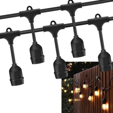 Imagem de Varal de Luzes 10 Metros 10 Bocais Extensivel Cordao Decoraçao Enorme 