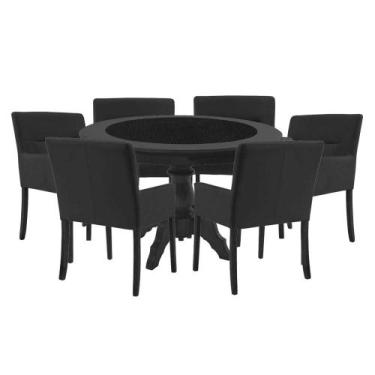 Imagem de Mesa de Jogos Carteado Montreal Redonda Tampo Reversível Preto com 6 C