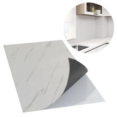 Imagem de Kit 10 Placas Autocolantes Mármore Adesivo Vinílico Branco Brilhoso 60x30 Brinovar