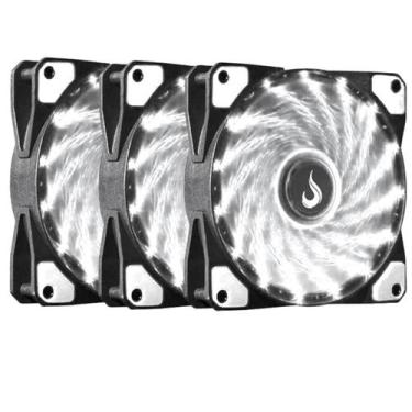 Imagem de Kit 3 Cooler Fan Led Branco 120mm Molex 12cm Rise Mode para Gabinete P