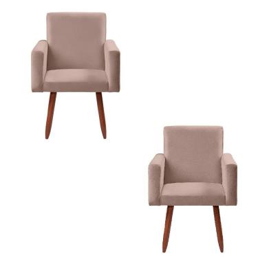 Imagem de KIT 2 Poltronas Decorativas - Cadeiras  Nina Veludo Chocolate - Star Confort