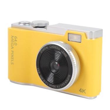 Imagem de Câmera Digital, Câmera Vintage para Crianças, Câmera Vlogging 4K para YouTube, Zoom 16x, Anti-vibração, Câmera Infantil Compacta, Portátil, Pequenos Presentes, Amarelo, 64 GB