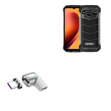 Imagem de BoxWave Adaptador compatível com Doogee V MAX (2023) (6,5") - Adaptador de ângulo MagnetoSnap PD, adaptador magnético de carregamento de ângulo PD protetor de dispositivo - prata metálica