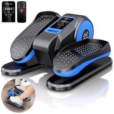 Imagem de ANCHEER máquina elíptica sob a mesa, exercitador de pés enquanto está sentado, exercitador de pernas elipse para idosos com 12 velocidades ajustáveis, equipamento de exercício para casa, azu