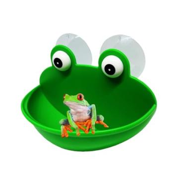 Imagem de Suporte de prato para decoração de habitat de sapo de árvore com ventosas - Brinquedo fofo de habitat de sapo e decoração de terrário, suporte de sabão de banheiro, ornamentos de aquário para sapos,