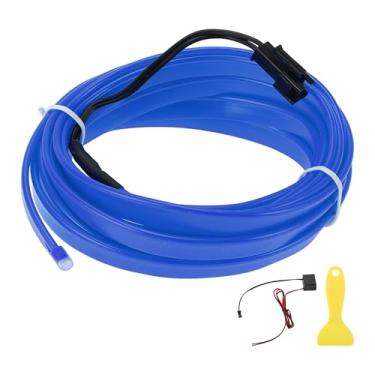 Imagem de A ABSOPRO Cabo de fio EL de 3 metros LED que brilha na faixa de iluminação do carro luz neon flexível para decoração de carro fiação motorista (12 v) azul